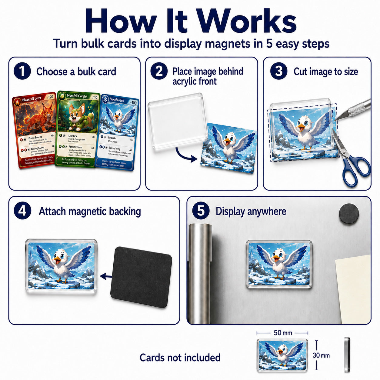 Magnet My Cards 30 x 50mm Card Art Magnet Kit with Storage Box – 12 Pack